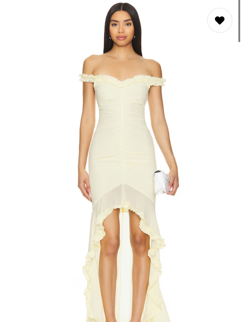 MAJORELLE Chandra Gown in Butter Yellow Ruffle Ruched Midi Dress size small NWT